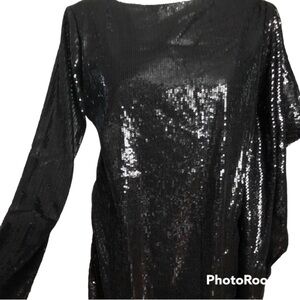 Formal Sequins Batwing Tunic Top